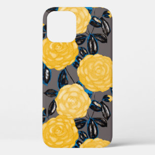 Watercolor seamless pattern with camellia flowers. iPhone 12 case