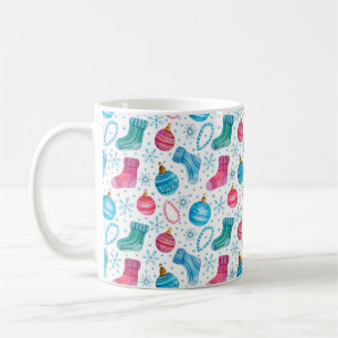 Watercolor seamless pattern with Christmas stockin Coffee Mug
