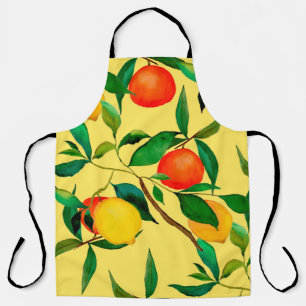 Watercolor seamless pattern with citrus fruits. apron