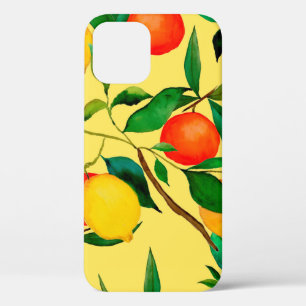 Watercolor seamless pattern with citrus fruits. iPhone 12 case