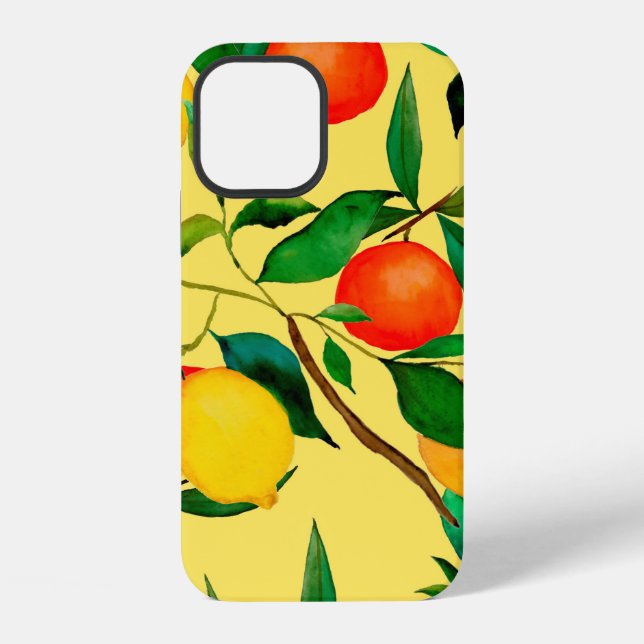 Watercolor seamless pattern with citrus fruits.  iPhone case (Back)