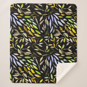 Watercolor seamless pattern with colorful leaves.  sherpa blanket
