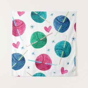 Watercolor seamless pattern with colourful balls o tapestry