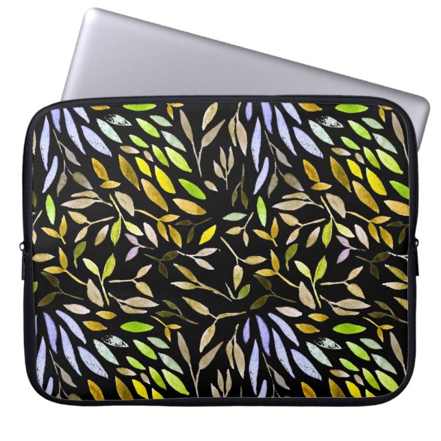 Watercolor seamless pattern with colourful leaves. laptop sleeve (Front)