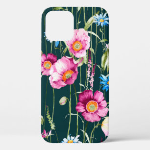 Watercolor seamless pattern with corn poppy flower iPhone 12 case