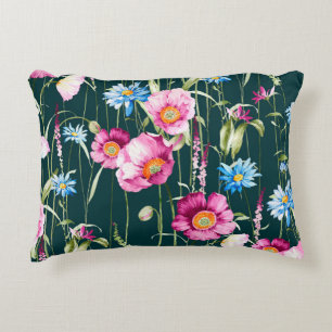 Watercolor seamless pattern with corn poppy flower decorative cushion