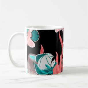 Watercolor seamless pattern with exotic fish on co coffee mug