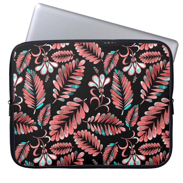 Watercolor seamless pattern with flower background laptop sleeve (Front)