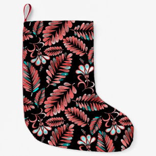 Watercolor seamless pattern with flower background small christmas stocking