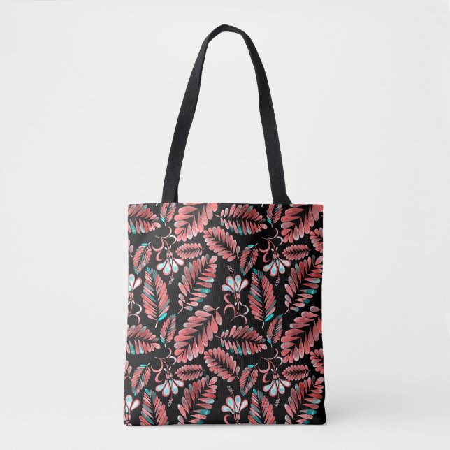 Watercolor seamless pattern with flower background tote bag (Front)