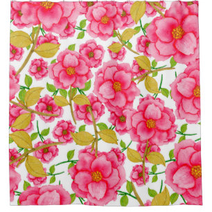 Watercolor seamless pattern with flowers. Vintage  Shower Curtain
