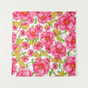 Watercolor seamless pattern with flowers. Vintage Tapestry