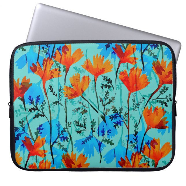 Watercolor seamless pattern with hand drawn simple laptop sleeve (Front)