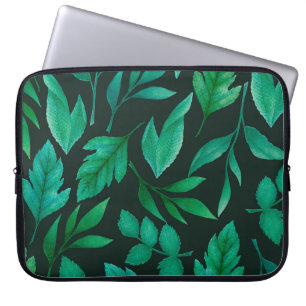 Watercolor seamless pattern with hand painted blue laptop sleeve