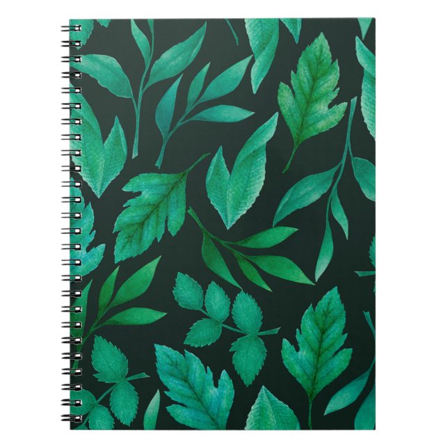 Watercolor seamless pattern with hand painted blue notebook (Front)