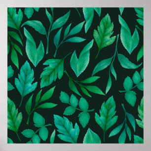 Watercolor seamless pattern with hand painted blue poster