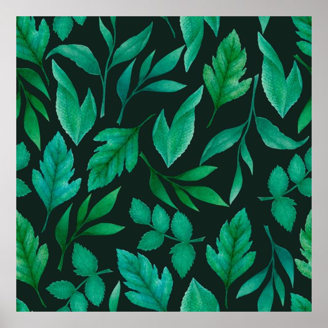 Watercolor seamless pattern with hand painted blue poster (Front)