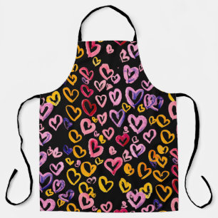 Watercolor seamless pattern with hearts. apron