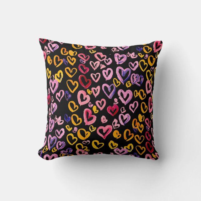 Watercolor seamless pattern with hearts.  cushion (Front)
