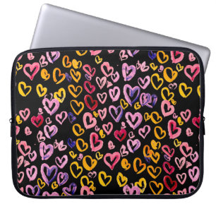 Watercolor seamless pattern with hearts.  laptop sleeve