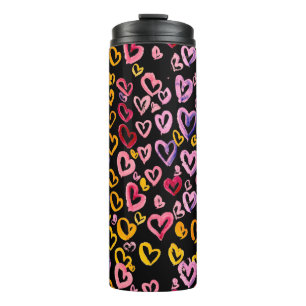 Watercolor seamless pattern with hearts. thermal tumbler