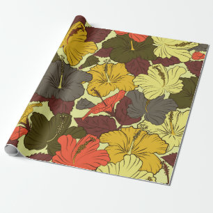Watercolor seamless pattern with hibiscus flowers  wrapping paper