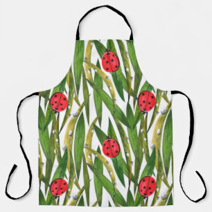 Watercolor seamless pattern with ladybugs. Against Apron