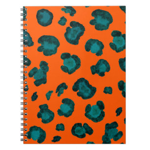 Watercolor seamless pattern with leopard skin. Fas Notebook