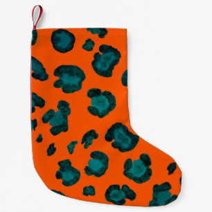 Watercolor seamless pattern with leopard skin. Fas Small Christmas Stocking