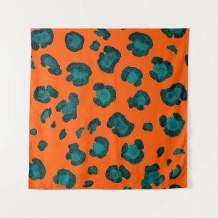 Watercolor seamless pattern with leopard skin. Fas Tapestry