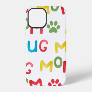 Watercolor seamless pattern with letterings and an iPhone 12 case