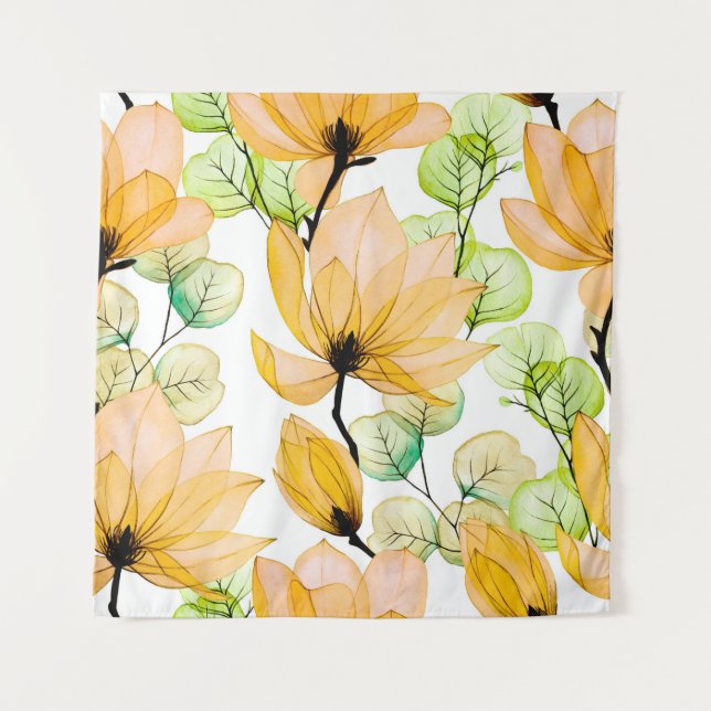 Watercolor seamless pattern with magnolia flowers  tapestry (Front)