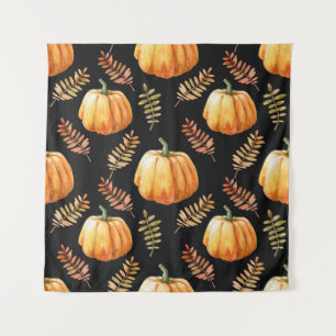 Watercolor seamless pattern with pumpkin tapestry
