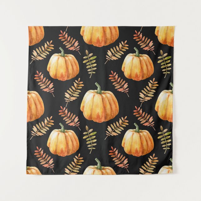 Watercolor seamless pattern with pumpkin tapestry (Front)