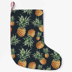 Watercolor seamless pattern with ripe pineapple. H Small Christmas Stocking
