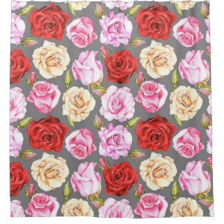 Watercolor seamless pattern with roses. Seamless w Shower Curtain