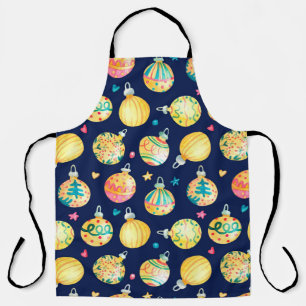 Watercolor seamless pattern with shining gold Chri Apron