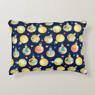 Watercolor seamless pattern with shining gold Chri Decorative Cushion