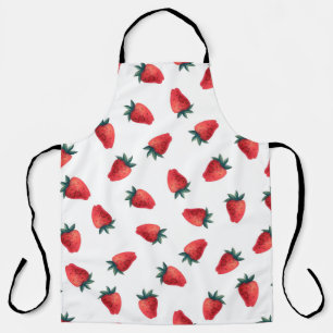 Watercolor seamless pattern with strawberries apron