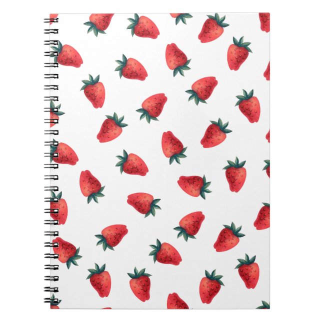 Watercolor seamless pattern with strawberries notebook (Front)