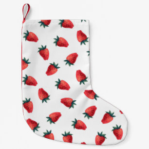 Watercolor seamless pattern with strawberries small christmas stocking