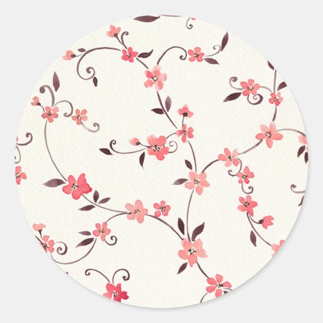 Watercolor seamless pattern with styled spring classic round sticker (Front)