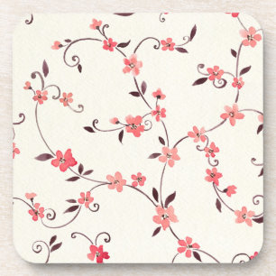 Watercolor seamless pattern with styled spring coaster