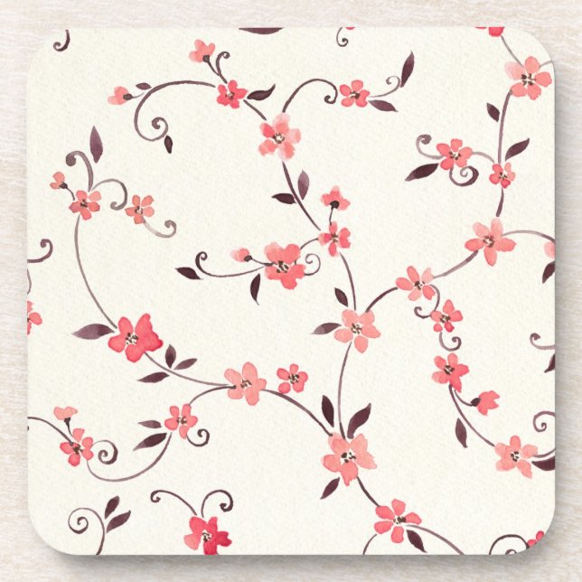 Watercolor seamless pattern with styled spring coaster (Front)