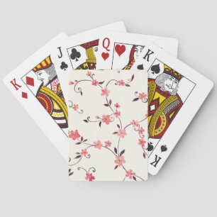 Watercolor seamless pattern with styled spring playing cards