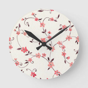 Watercolor seamless pattern with styled spring round clock