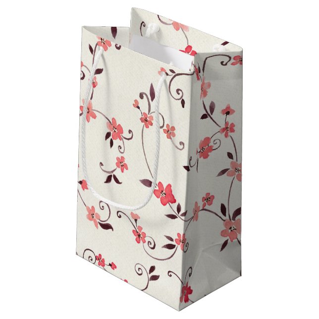 Watercolor seamless pattern with styled spring small gift bag (Back Angled)