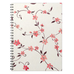 Watercolor seamless pattern with styled spring spiral notebook