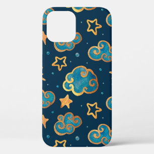 Watercolor seamless pattern with the moon, stars,  iPhone 12 case