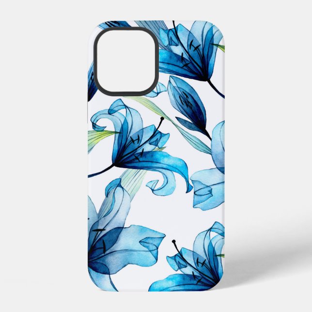 watercolor seamless pattern with transparent flowe iPhone case (Back)